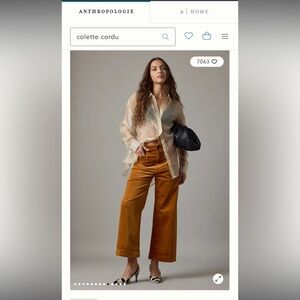Anthropologie Colette Wide Leg Corduroy Pants in Caramel Brown